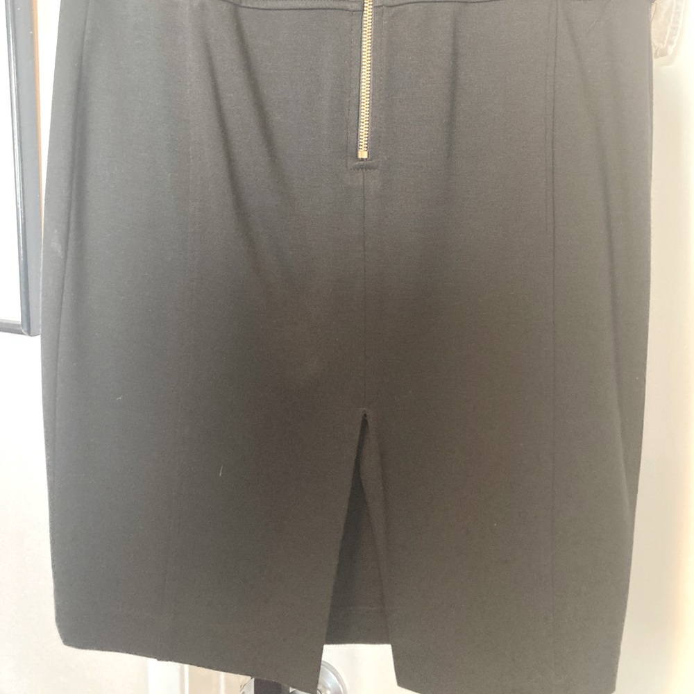 Charcoal gray midi pencil skirt